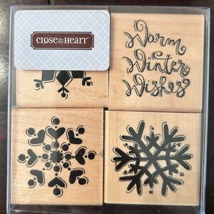 Close To My Heart Rubber Stamps- 4 stamp Snowflake set- used